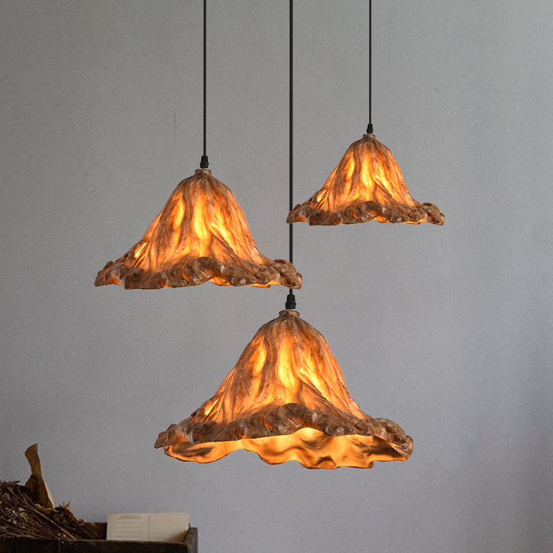 中式复古吊灯禅意创意个性艺术茶室民宿荷叶灯侘寂风仿古餐厅吊灯