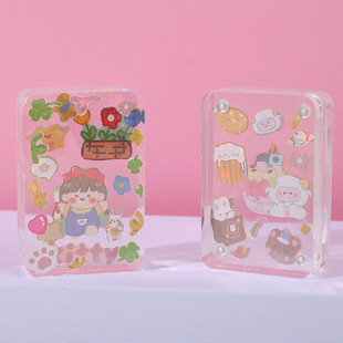 Spot Bar Brick Cute DIY Guka Mahjong Brick Desktop Double-Sided Ornament Transparent Magnetic Card Brick Acrylic Brick