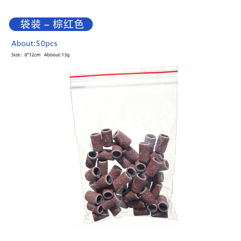 Tres cuadrículas caja transparente anillo de lija de uñas cabeza de lijado anillo de lija papel anillo de lija cabeza de lijado grabado de uñas cabeza de lijado