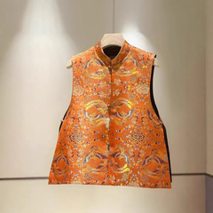 鳳凰の刺繍は肉を遮ります。中国風の新しい中国式の馬甲の女性2025春の新型のハイエンドの国風の両面は馬の挟みを着ます。