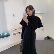 24冬新韩国东大门双面手缝羊绒羊毛大衣斗篷鱼尾长款大衣XG-1435