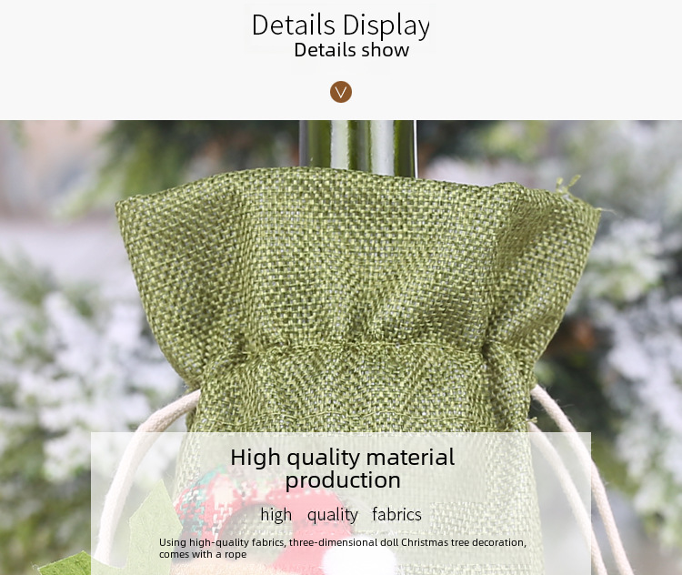 Capa para garrafa de vinho de natal em linho com desenhos_voghion.com