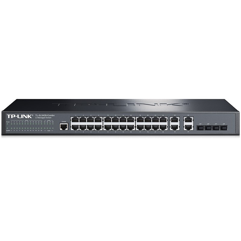 TP-LINK 普联 企业三层网管交换机 24百兆口 4千兆口 4光口 TL-