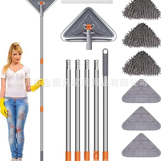 Long handle wall and roof cleaning mop 6 pieces of replacement cloth cleaning rotating mop glass wiping artifact scraper mop Long handle wall and roof cleaning mop 6 pieces of replacement cloth cleaning rotating mop glass wiping artifact scraper mop
