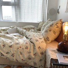 Ins Retro Cream Floral Pure Cotton Four-Piece Set Mix and Match All-Cotton Farmhouse Style Sheet Set All-Season Bedding