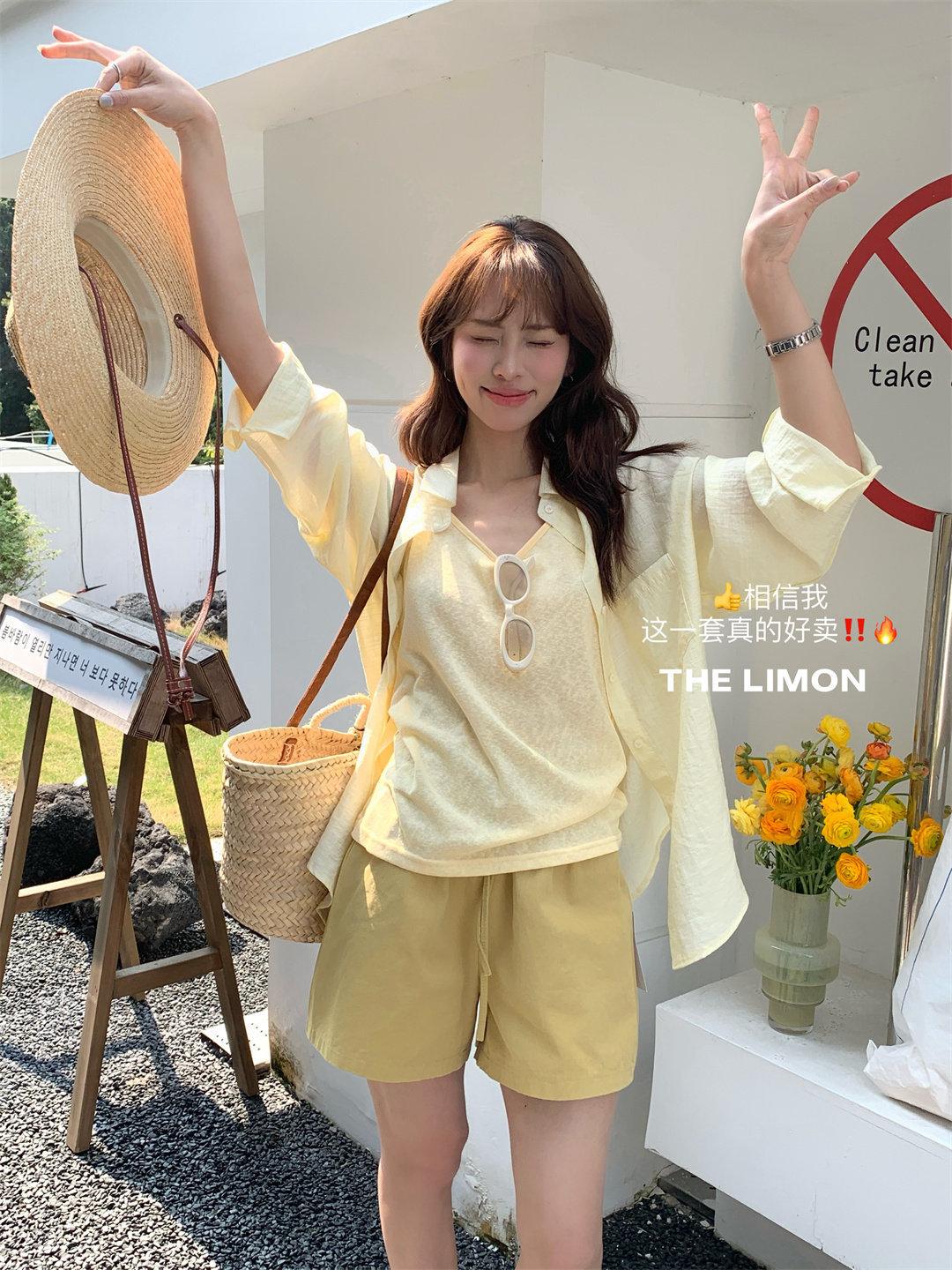 Áo sơ mi chống nắng nữ tay dài cổ bẻ dáng rộng chất liệu mỏng nhẹ — Vàng nhạt, xanh nhạt, Xanh Hàn, Xanh lá cây nhạtcolor chi tiết 42