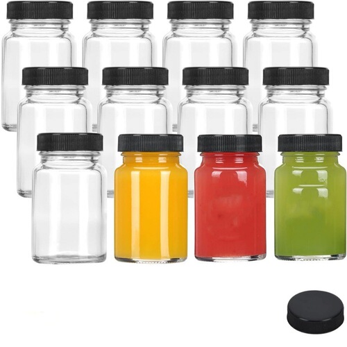 Hot-selling 2oz transparent large-mouth glass bottles reagent bottles pigment bottles juice drinks storage bottles sealed