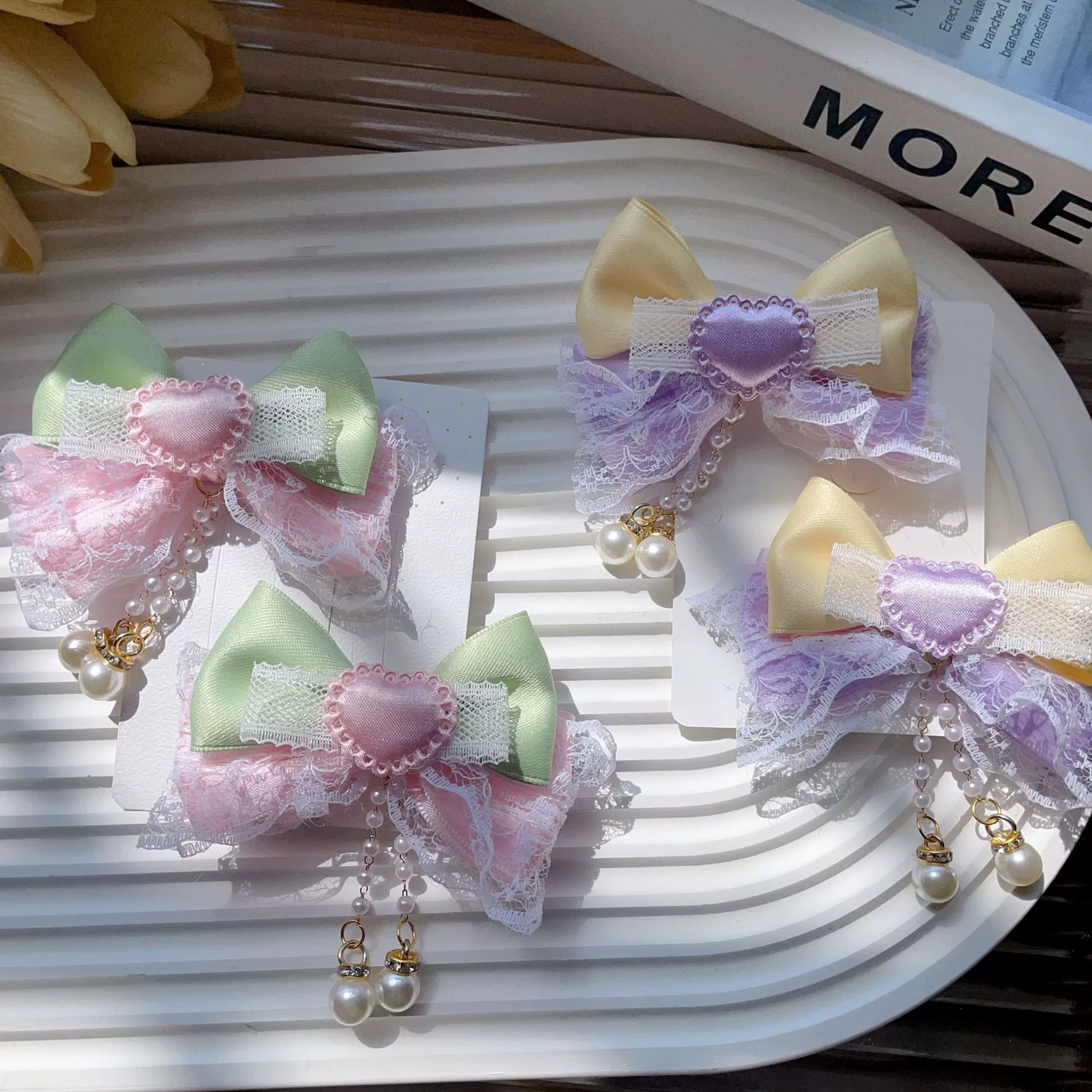 Новая ткань девушка бант ручной работы заколки для волос милые двойные хвосты