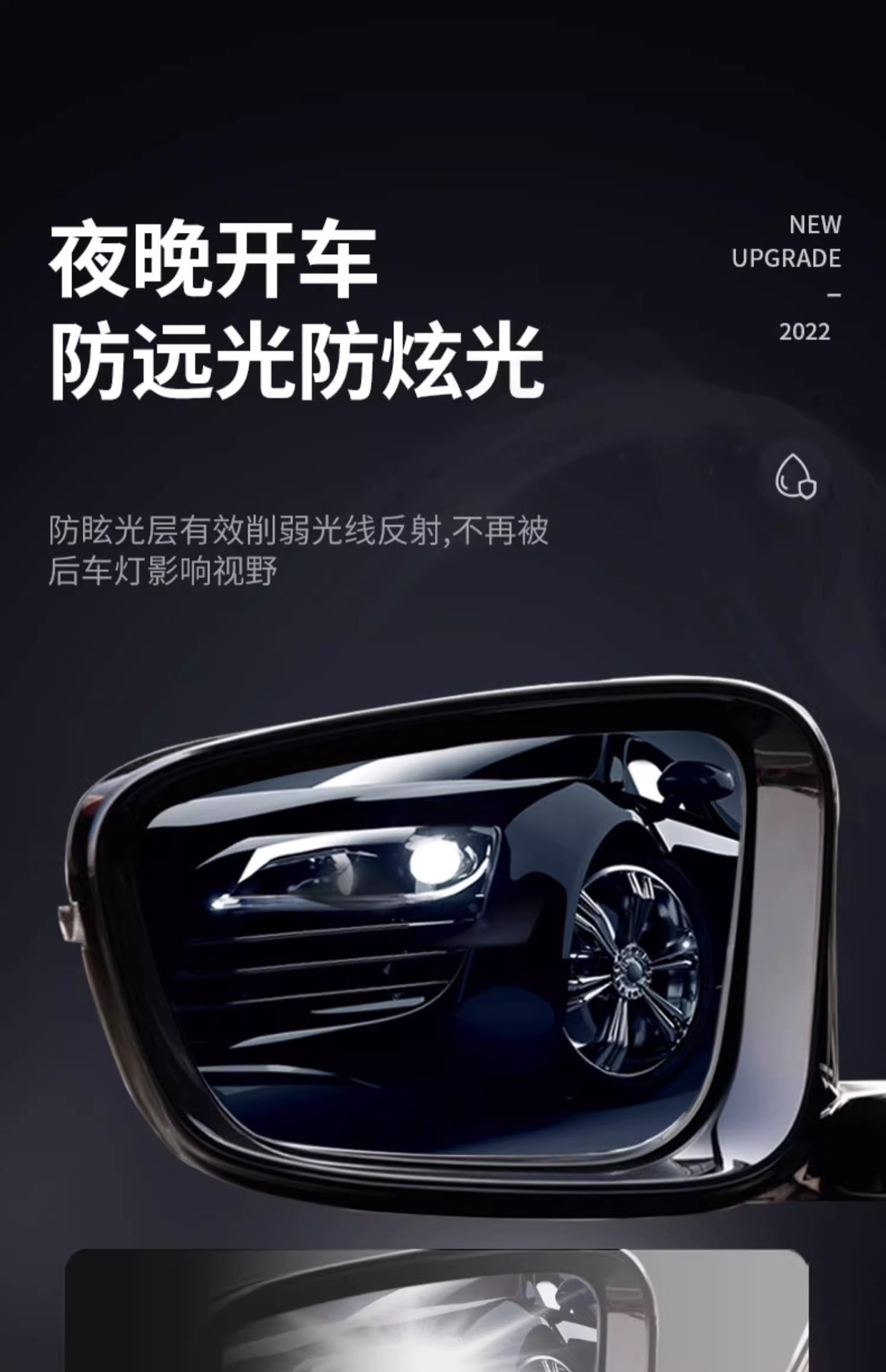 Car Rearview Mirror Anti-Glare Film Exterior Reflective Reversing Mirror Automatic Anti-High Beam Rainproof Waterproof Anti-Fog Artifact