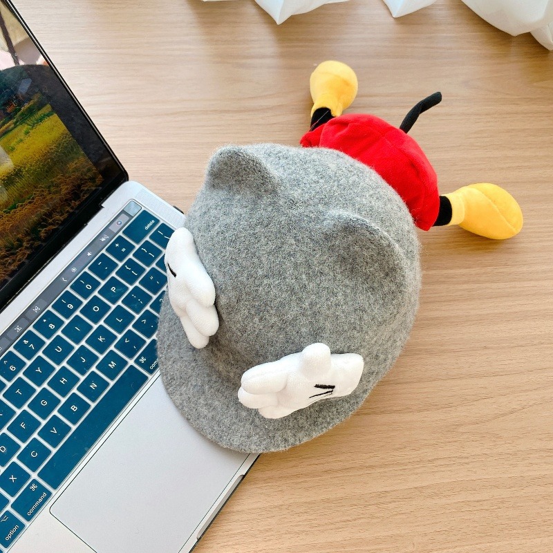 Sombreros para bebés otoño y invierno gorras de caballo de lengua de pato lindas sombreros de sol de Mickey para niños y niñas sombreros de cachemira de invierno