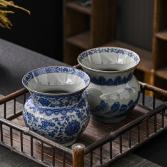 Old Tao clay blue and white tea residue jar Jian Shui tea wash ceramic tea bowl water bowl tea water bucket pen wash tea ceremony zero accessories wholesale bucket 