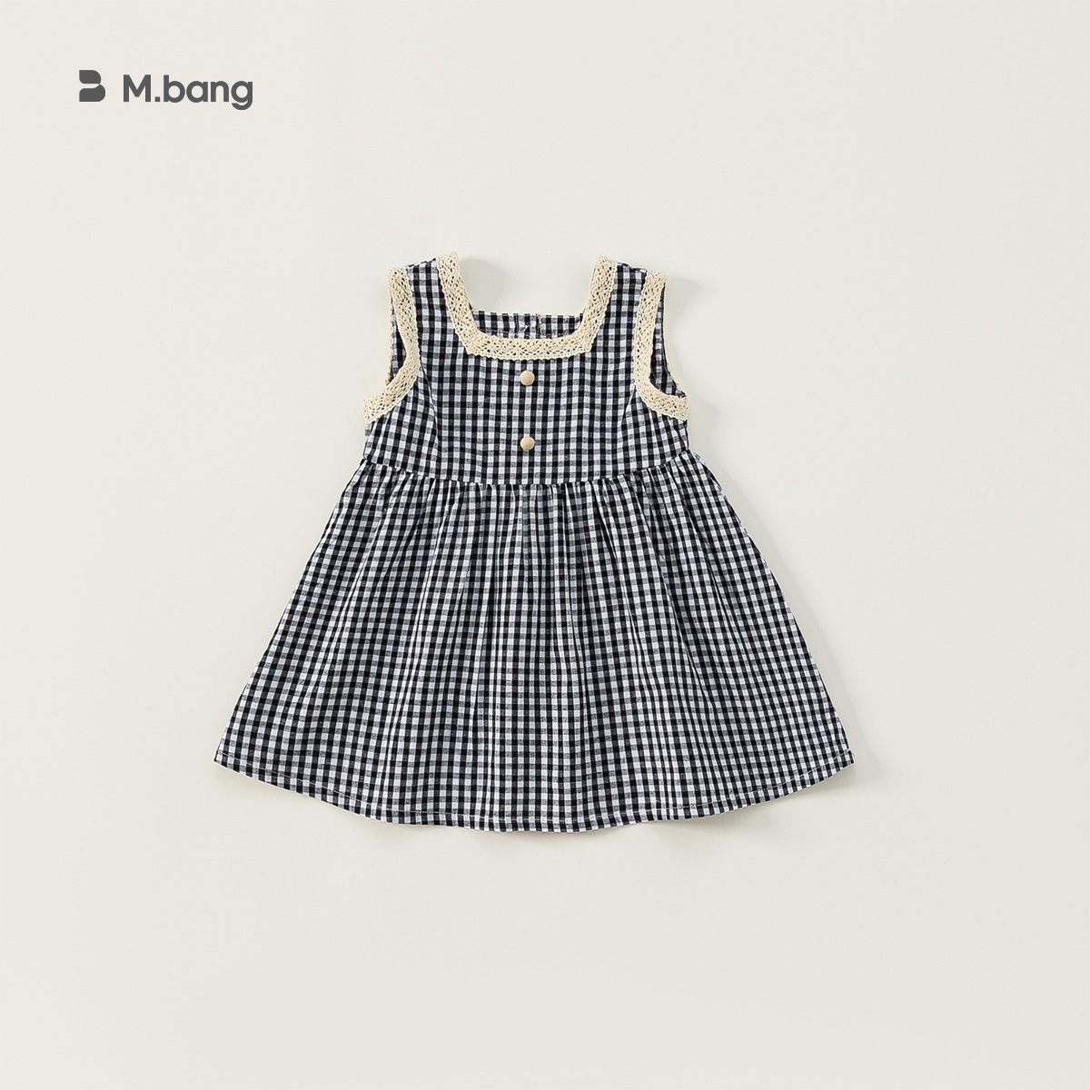 Ropa infantil Youbao, vestido elegante de verano para niña, vestido a cuadros de estilo coreano para niñas, vestido con cuello cuadrado en blanco y negro para niños pequeños.