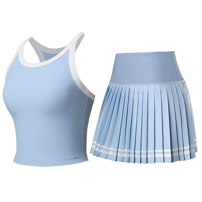 Nuevo conjunto de ropa de tenis de moda en una sola pieza de chaleco chaleco de tensión de color contraste ropa deportiva de yoga al por mayor