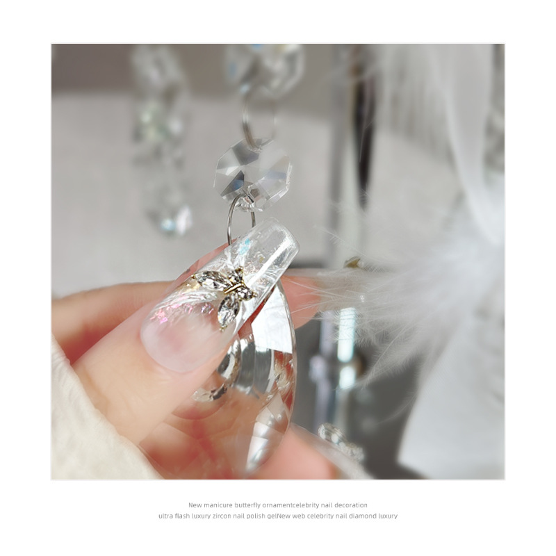 Accesorios de uñas celebridades en línea Hada Mariposa aleación diamante oro y plata cristal uñas Diamante ins estilo Accesorios de uñas de hadas