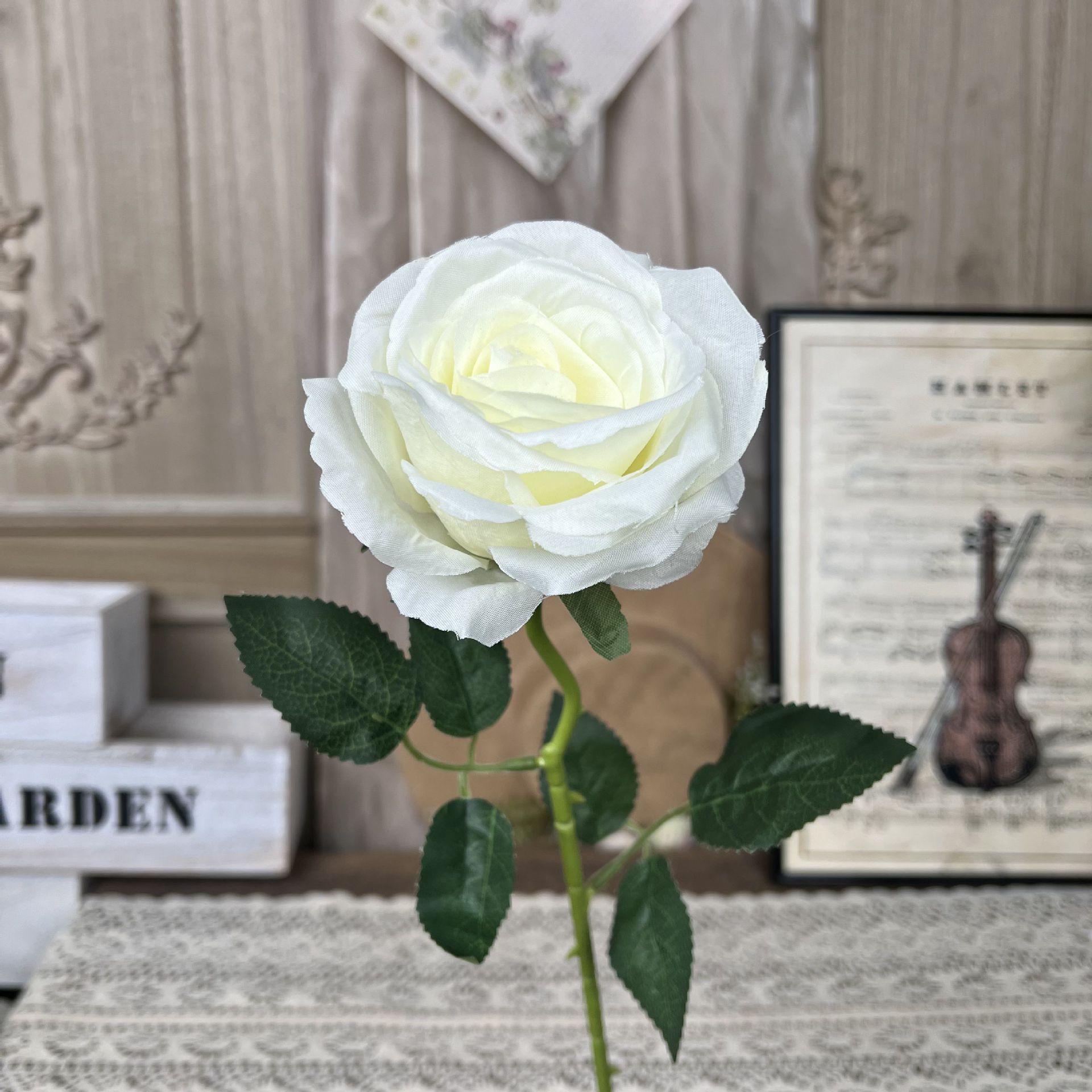 MY-único grande rosa-branco
