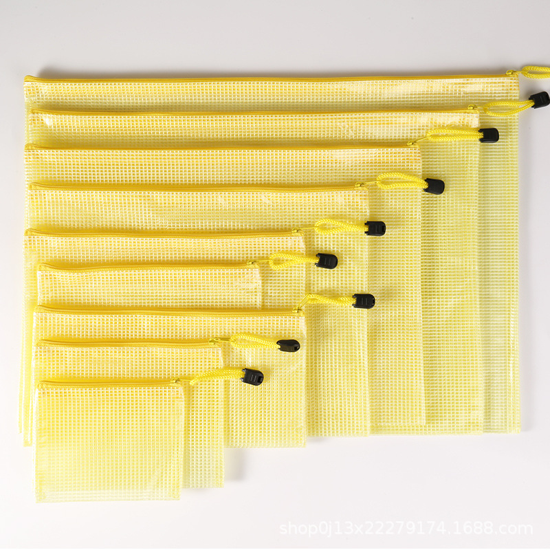 Directo de fábrica A4 bolsa de archivo transparente bolsa de malla de cremallera engrosada bolsa de papelería de estudiante a prueba de agua bolsa de archivo de material