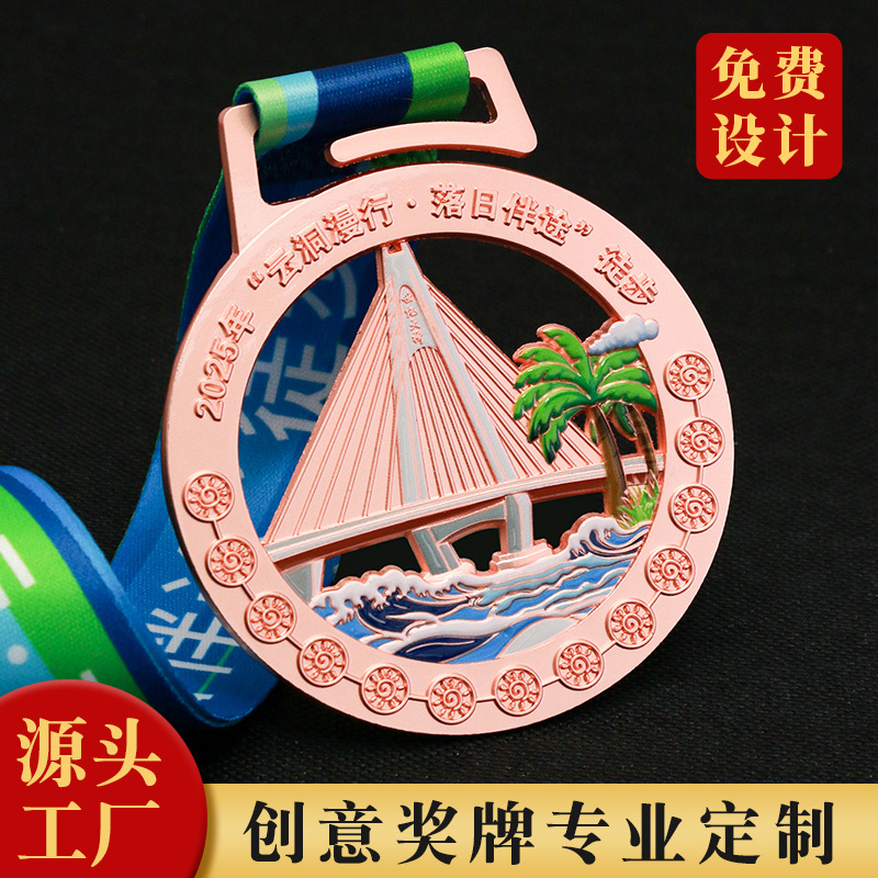 Metal Hiking Medals Customized Marathon Event Paint Honor Medals Customized Running Games Competition Tags