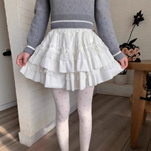 2025秋冬新款小个子甜美蕾丝花边拼接蛋糕裙女高腰显瘦蓬蓬半身裙