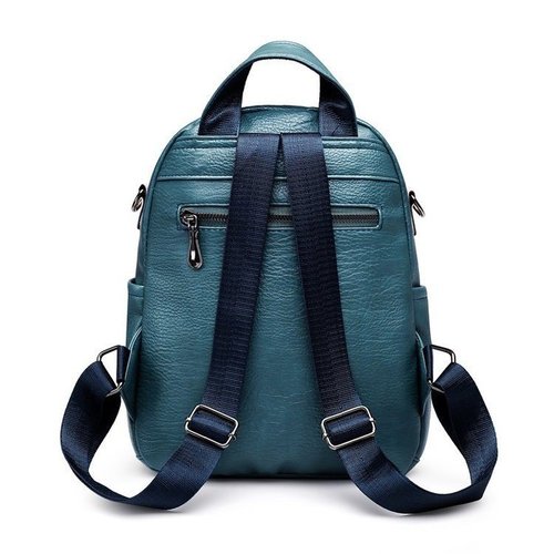 New fashion casual European and American style pu simple multifunctional personality double shoulder backpack women's bag factory wholesale agency 
