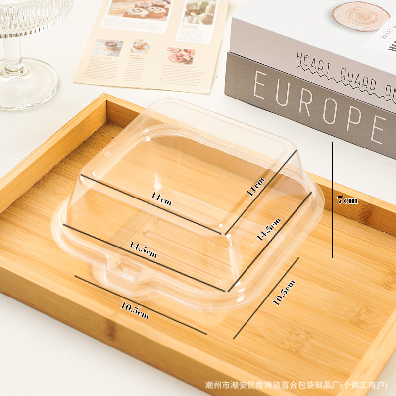 Caja de embalaje de tiramisu en línea, postre horneado, caja de hamburguesas de picnic, pastel vasco, caja de bento transparente
