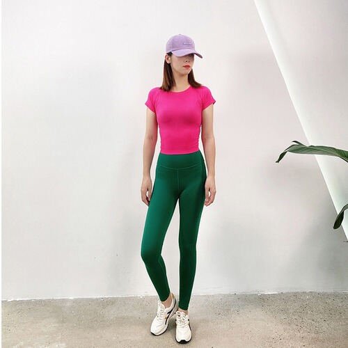 Xiyang Muxue seamless one-piece yoga T-shirt short-sleeved women's quick-drying elastic breathable slimming yoga top