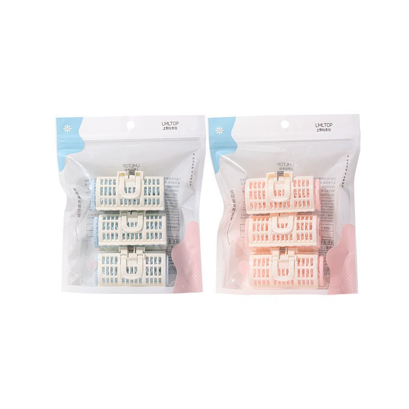 Double-layer ventilated hair rollers, 3-pack salon curlers, breathable lightweight clips