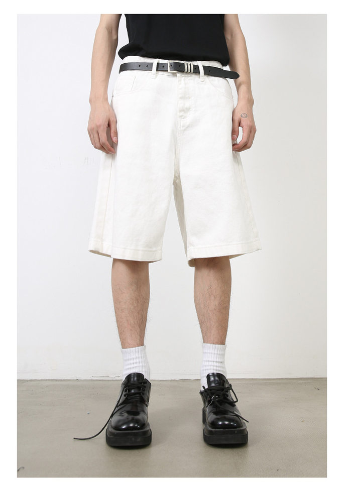 Quần short nam denim họa tiết rằn ri phong cách công sở đi biển — Màu trắng, Màu đen, Màu đất gỉ sét, Ngụy trang màu mơ chi tiết 21