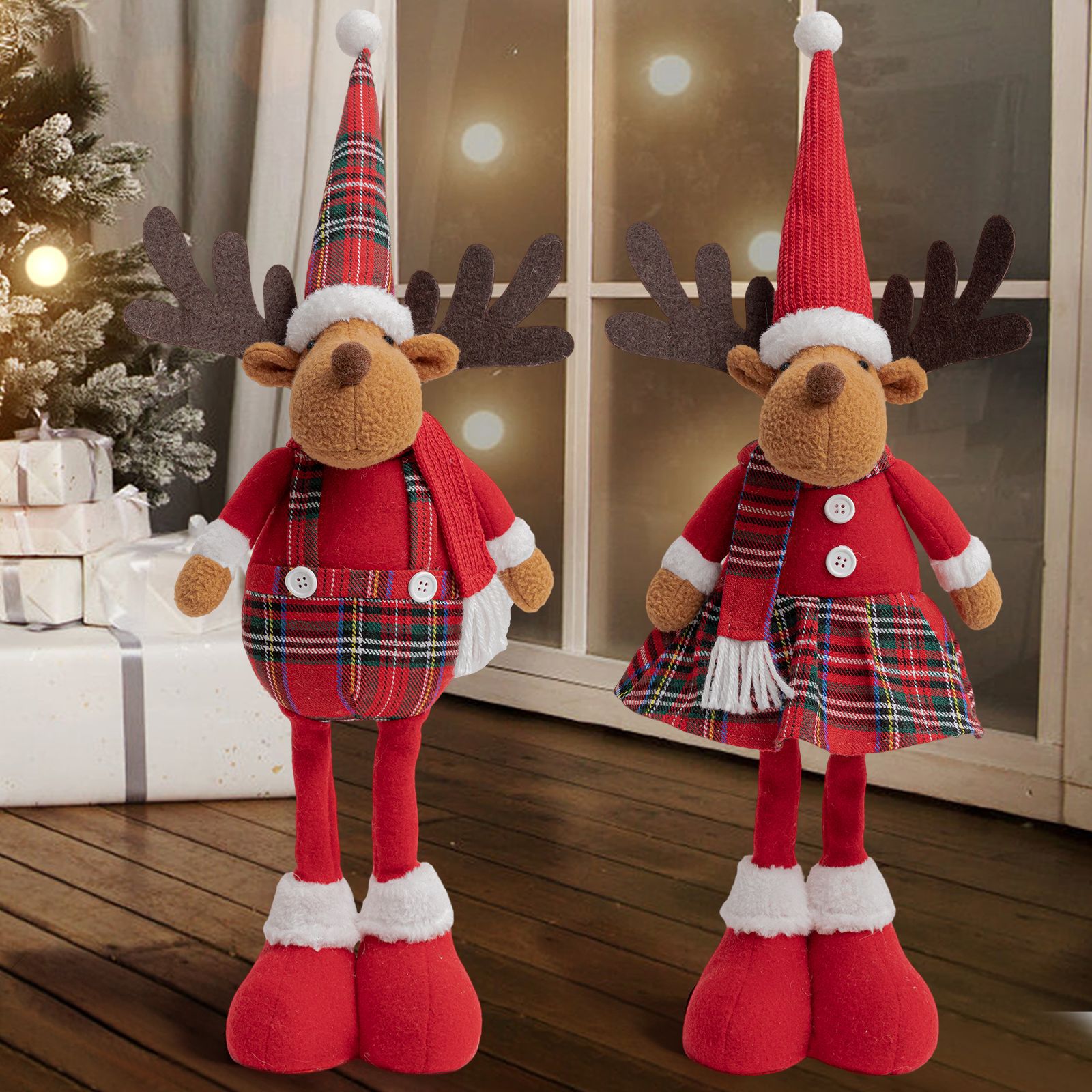 Navidad transfronteriza muñecas rojas de alce adorables muñecas creativas de alce decoraciones festivas decoraciones de mesa