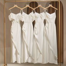 伴娘服2024新款夏高级白色伴娘礼服婚礼日常可穿气质新中式小白裙