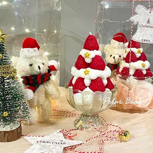 Online celebrity ins style strawberry candle cake decoration Christmas birthday party dessert table baking plug-in