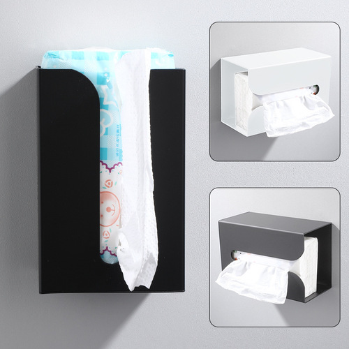 Black kitchen tissue box tissue box tissue holder household upside down wall-mounted paper tissue box bathroom universal