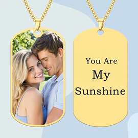 定制图片项链男士女士个性化带照片文字雕刻定制狗牌吊坠饰品批发