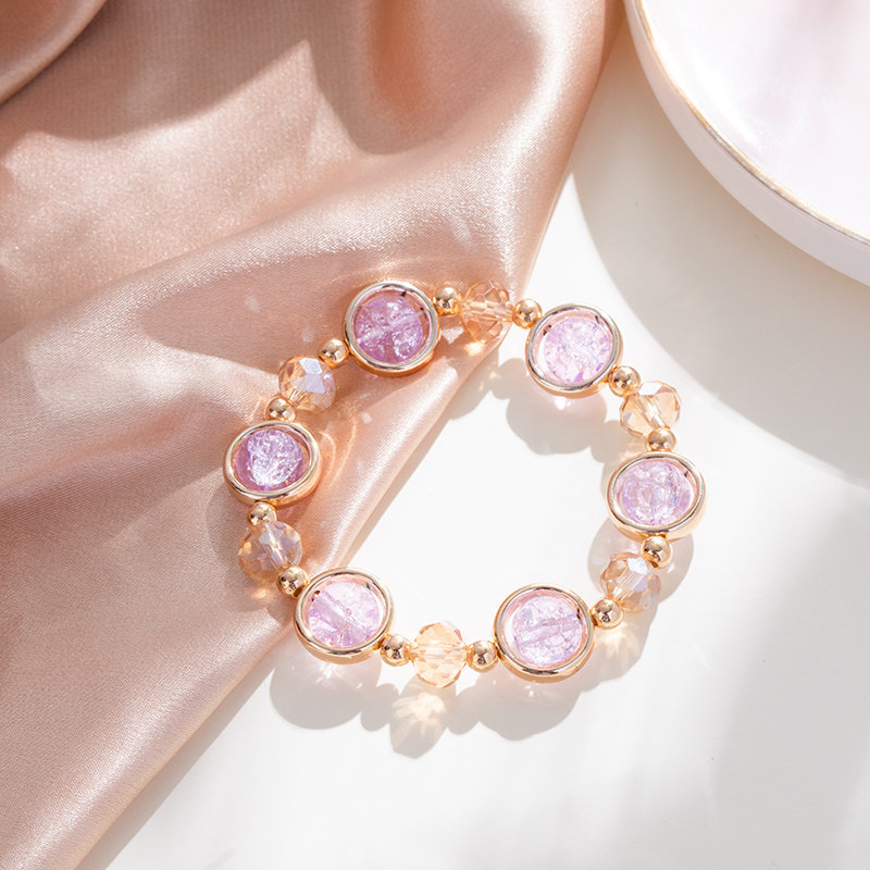 28g Weight Glass Stone Inlay Material Bracelets Classification Simple Style Water Droplets Glass Stone Alloy Wholesale Bracelets