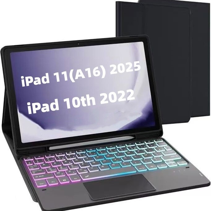 Suitable for Ipad11A16 10Th Second-Generation Bluetooth Keyboard Air5 Three-Color Touch Backlight Keyboard 10.2 Protective Case