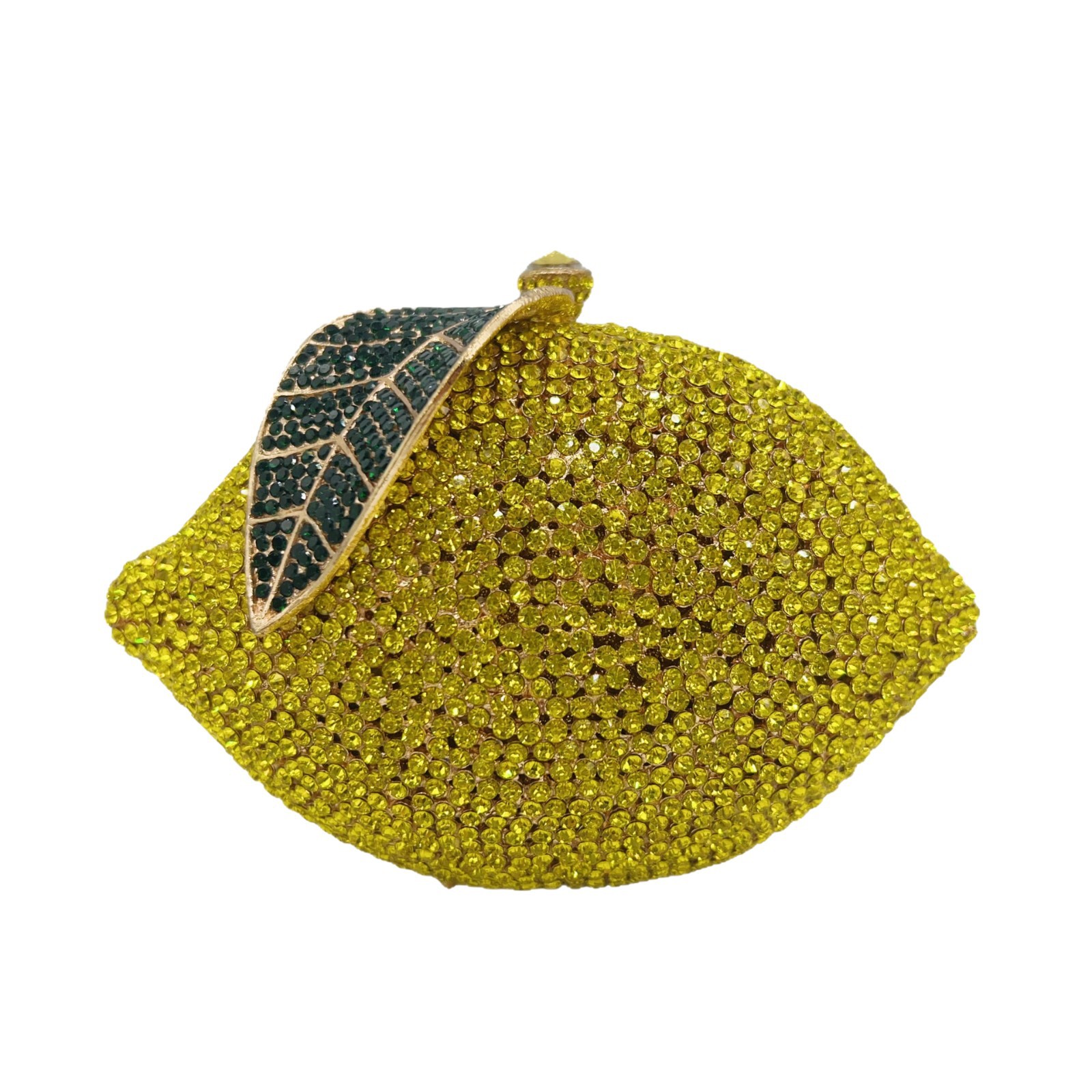 Túi clutch nữ đính pha lê kim cương giả hình quả chanh dự tiệc cao cấp — màu vàng, bạc, Tùy chỉnh các màu khác