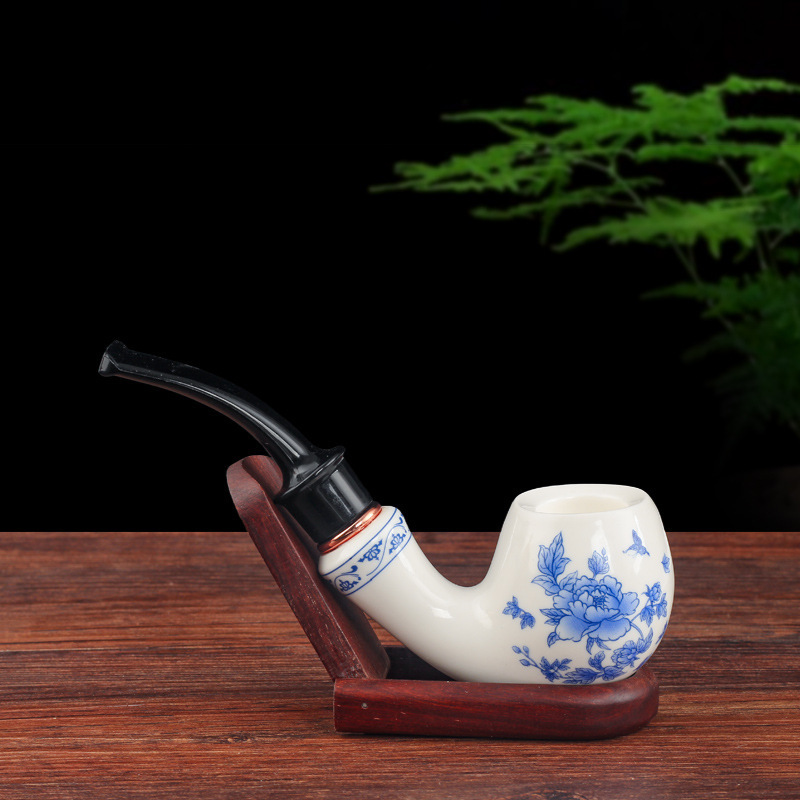 9mm Flue Changfeng Blue and White Ceramic Military Pipe Detachable Easy to Clean Portable Ceramic Pipe Gift Box