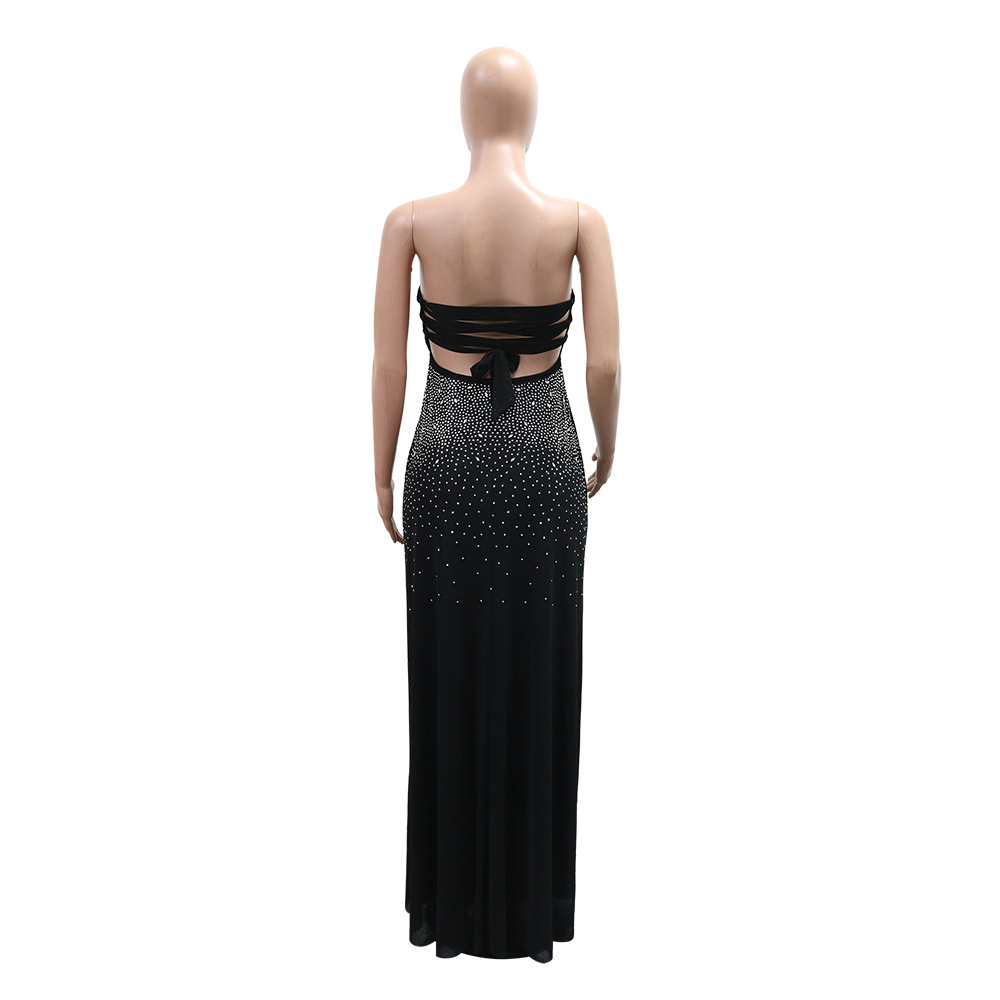Strapless Bodycon Bandage Dress With Rhinestone Detail For Night Out Party Cocktail Club_ecoleips.com