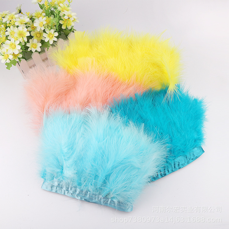 厂家直销全绒布边舞台服装辅料DIY饰品工艺品材料火鸡毛全绒布边