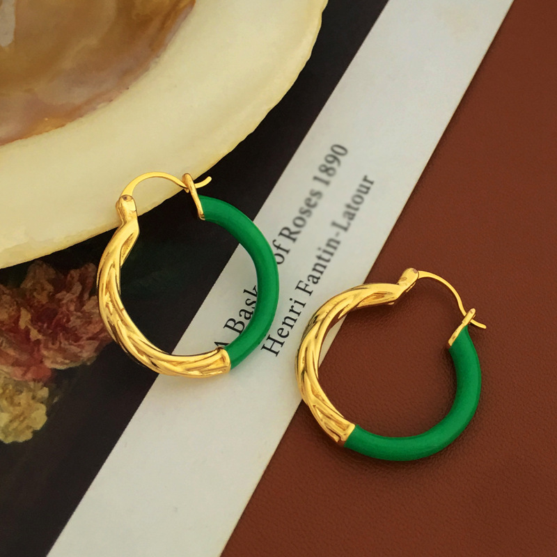 Simple Style Geometric Copper Earrings Enamel Plating Copper Earrings