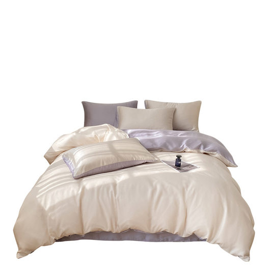 2025 Summer Solid Color Ice Silk Four-piece Set Class A Cool Bed Sheet Quilt Cover Dormitory Three-piece Set Nantong Bedding 4