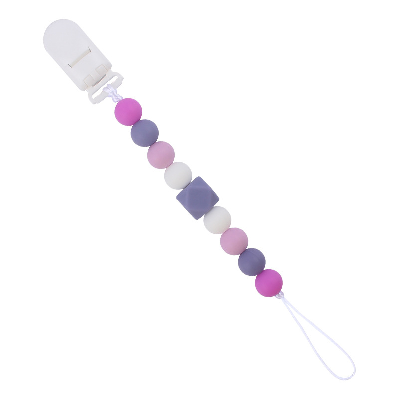 Nuevos suministros para bebés Cadena de chupete de silicona calmante bebé 14mm octogonal mordedura de silicona cadena anti-caída molar