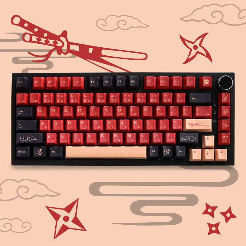 Red Samurai PBT five-sided thermal sublimation key cap mechanical keyboard with personality key re-engraving GMK original height small complete set
