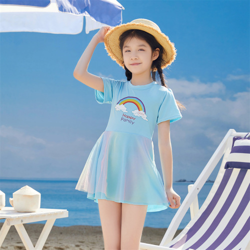 Korean version of the new children's swimsuit for girls, lace skirt suspenders, baby split swimsuit, swimsuit wholesale