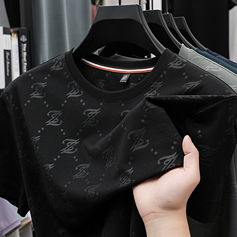 2025 新しいアイスシルク半袖 Tシャツメンズトレンディな氷の感触速乾性若者シャツ半袖通気性トップ T 薄いスタイル|undefined