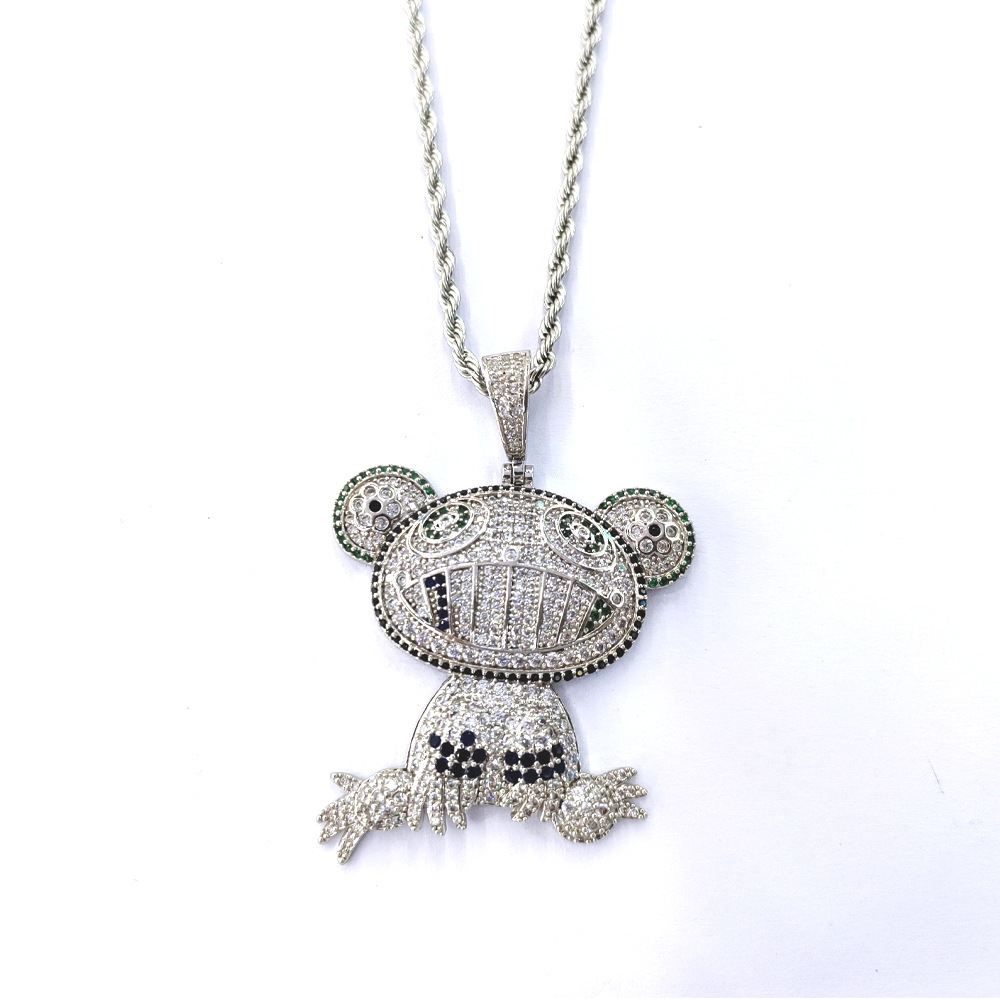 Cartoon Frog Pendant Necklace With Zircon And Copper Finish_voghion.com