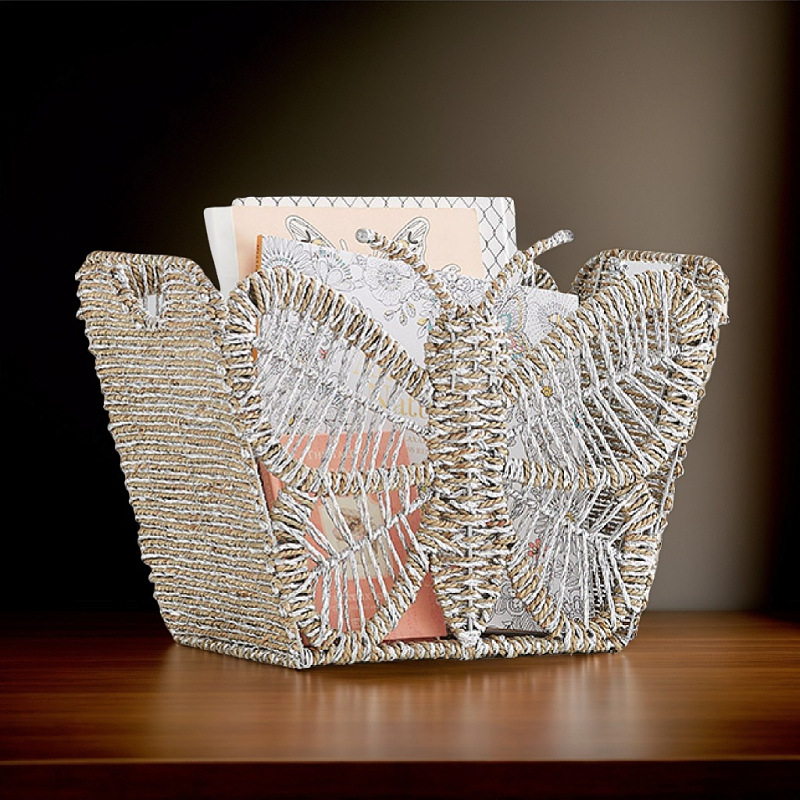 Cestas tejidas a mano al por mayor Cestas de almacenamiento en forma de mariposa Cestas de almacenamiento de artículos diversos para la habitación de los niños Cestas de almacenamiento de juguetes para revistas