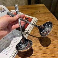 Stainless steel soup spoon large head household long handle ladle soup bowl rice spoon for kitchen cooking hot pot public spoon