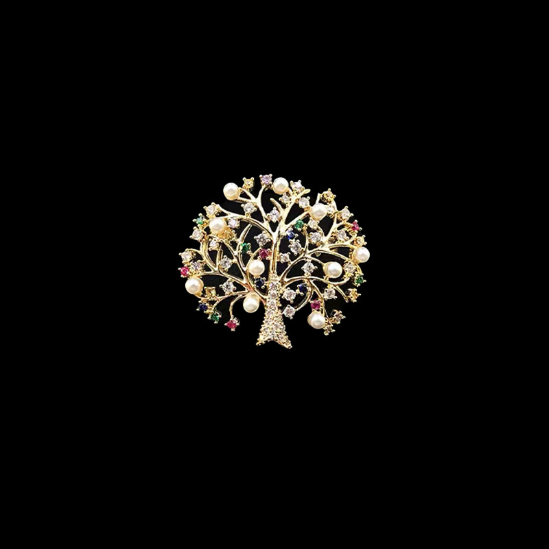 Colorful Temperament Lucky Fortune Tree Brooch Women's Design Sense Niche Sweater Suit Corsage Advanced Sense Pin Accessories