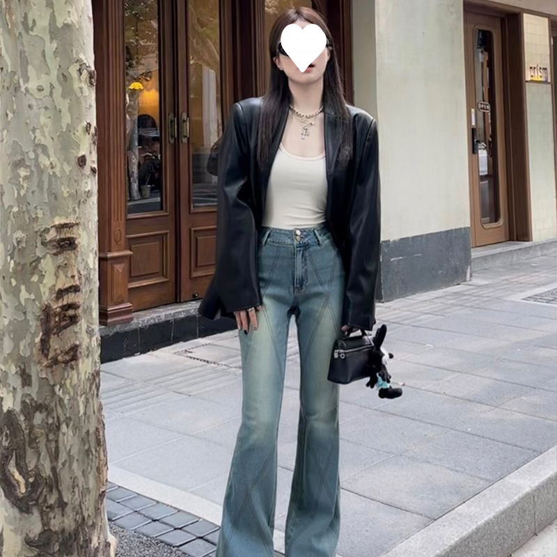 设计感西装皮衣外套女2025新款韩系机车风高街时尚黑色PU小西服潮|undefined