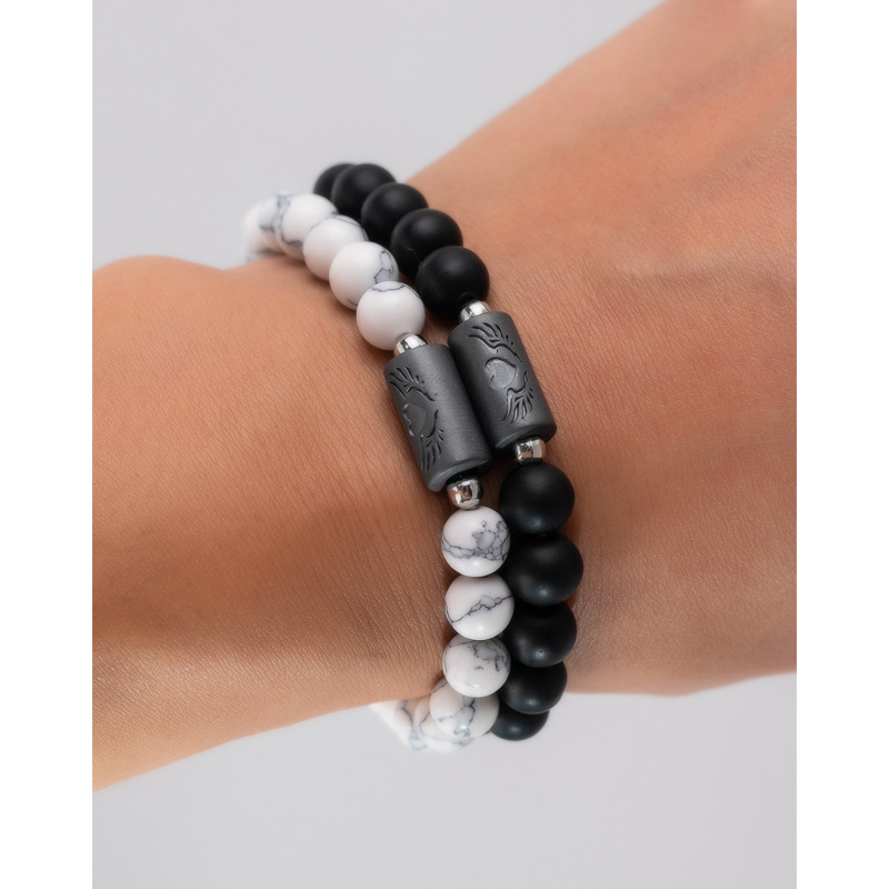 Fashion Heart Shape Agate Beaded Bracelets 1 Set